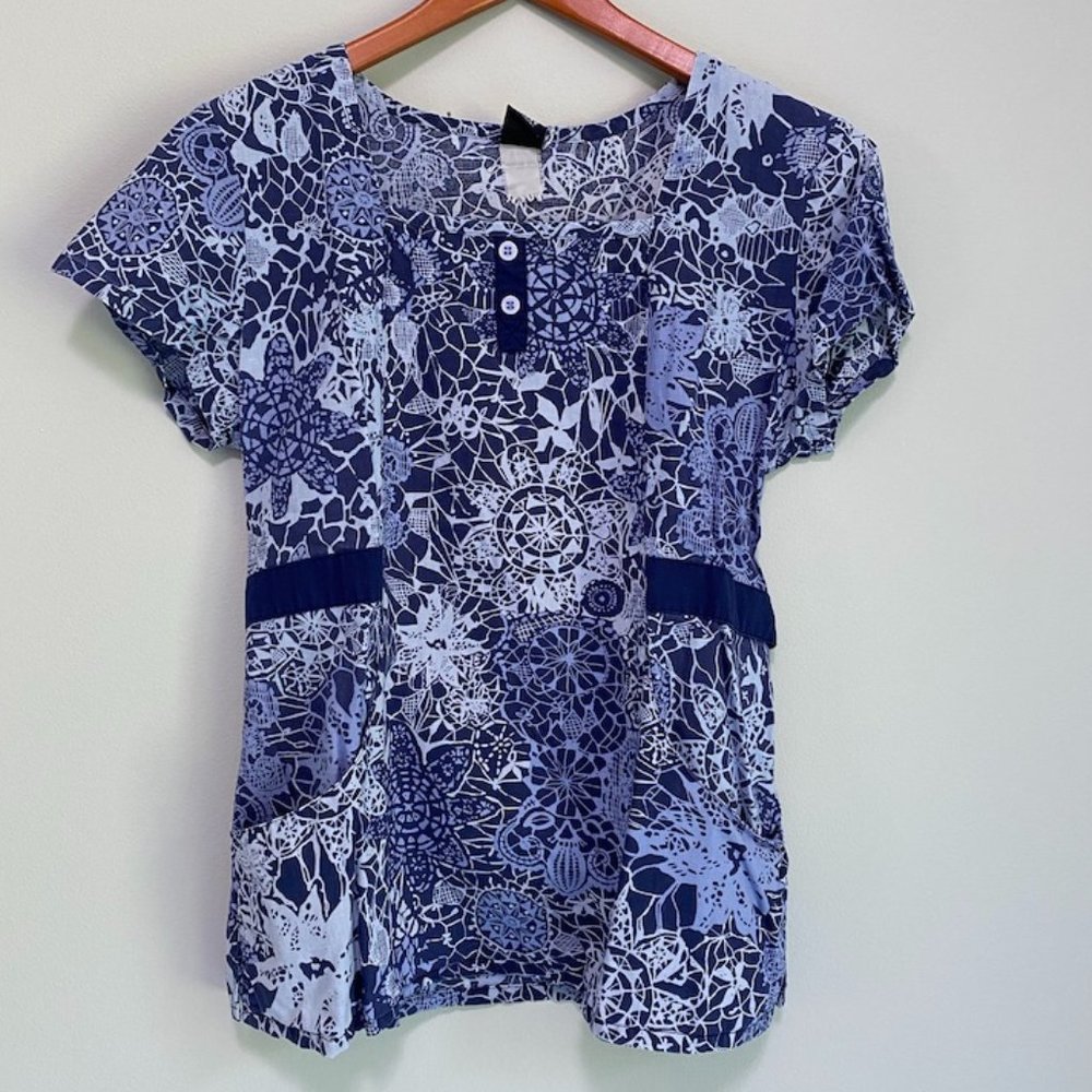 SOLD Patterned Barco Scrub Top - Picture 1 of 5